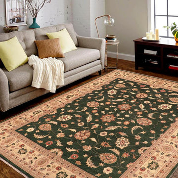 handmade Traditional Kafkaz Chobi Ziegler Green Beige Hand Knotted RECTANGLE 100% WOOL area rug 8 x 10